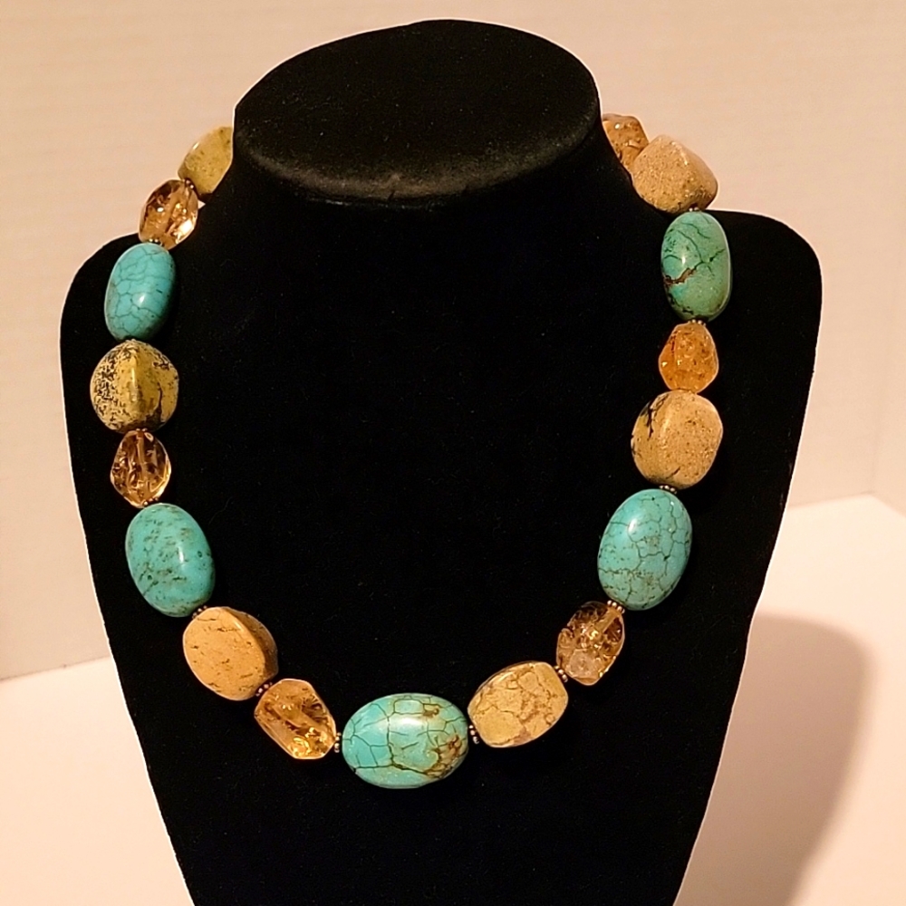 Multi~color stone necklace